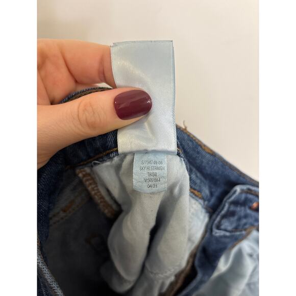 Old Navy Sky-Hi Straight Jeans Womens 4 Blue Extra High Rise Button Fly - Picture 5 of 5